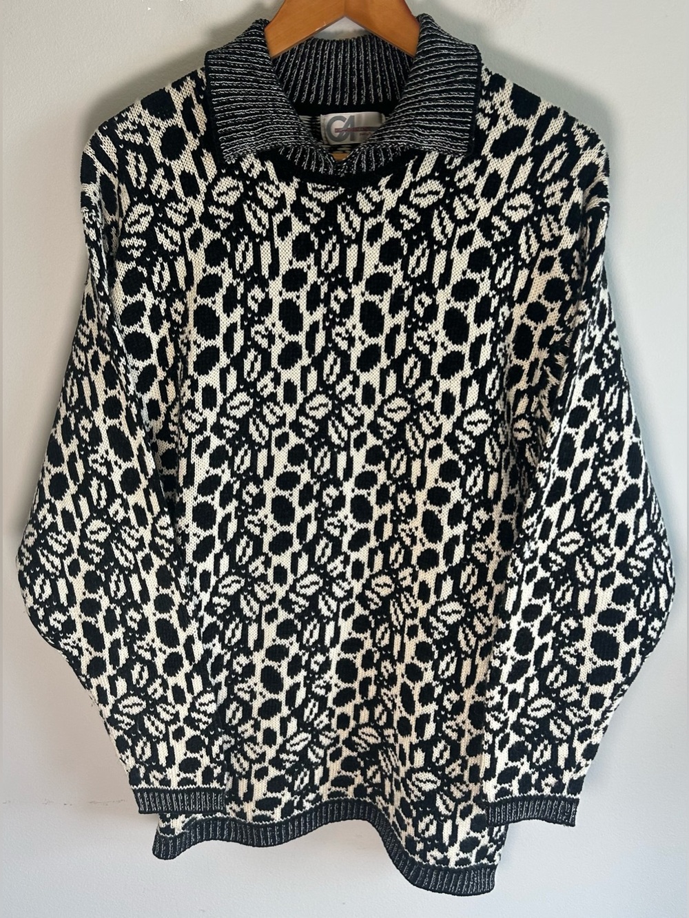 Gil-Amebez Knits Eaton’s Womens Wool Knit Collared Sweater Sz M Abstract Vintage
